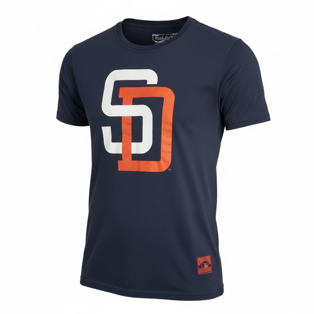 Mitchell & Ness Padres SD Logo Tee Navy MLB Streetwear Athletic New
